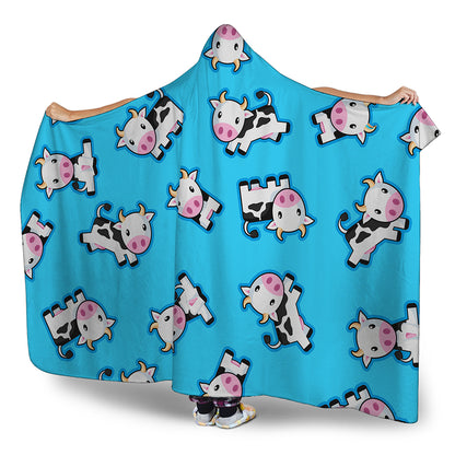 Cute Cartoon Baby Cow Pattern Print Hooded Blanket