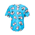 Cute Cartoon Baby Cow Pattern Print Men's Baseball Jersey