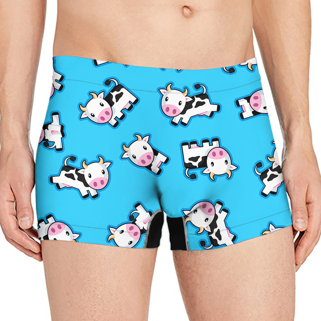 Cute Cartoon Baby Cow Pattern Print Men's Boxer Briefs