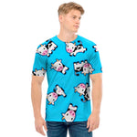 Cute Cartoon Baby Cow Pattern Print Men's T-Shirt