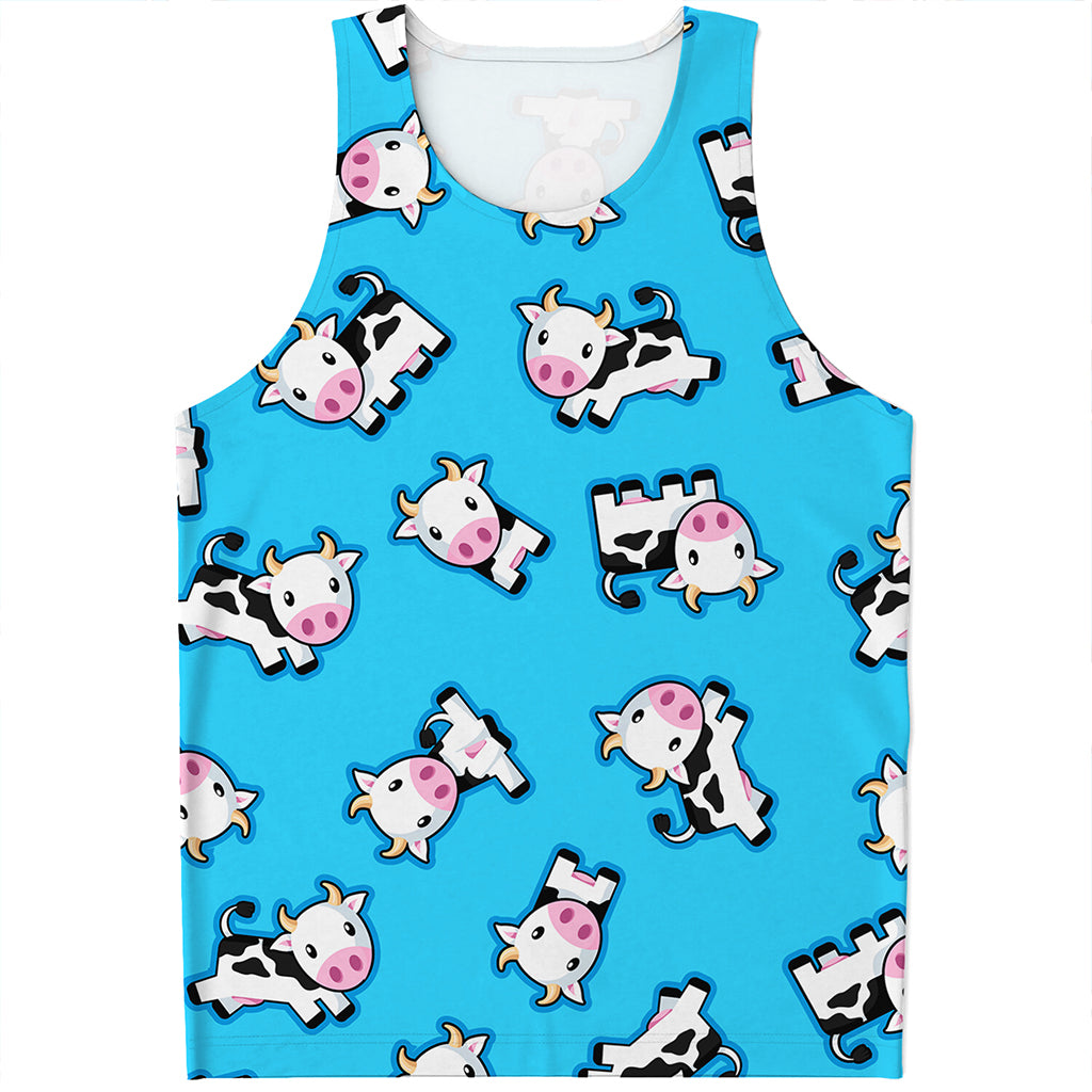 Cute Cartoon Baby Cow Pattern Print Men's Tank Top