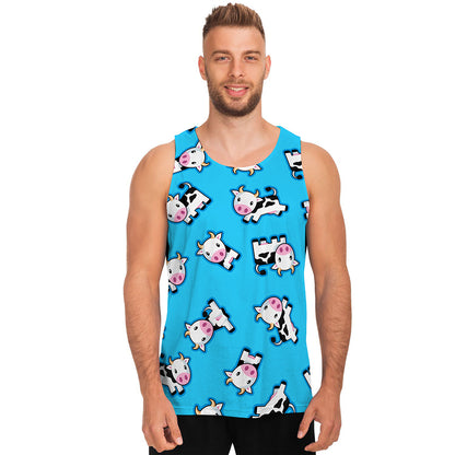 Cute Cartoon Baby Cow Pattern Print Men's Tank Top