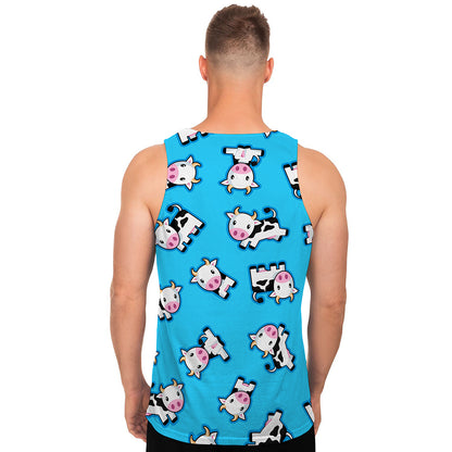 Cute Cartoon Baby Cow Pattern Print Men's Tank Top