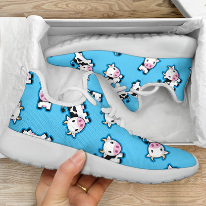 Cute Cartoon Baby Cow Pattern Print Mesh Knit Shoes GearFrost