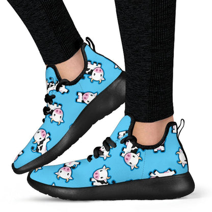 Cute Cartoon Baby Cow Pattern Print Mesh Knit Shoes GearFrost