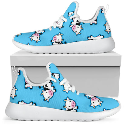 Cute Cartoon Baby Cow Pattern Print Mesh Knit Shoes GearFrost
