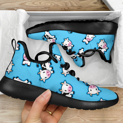 Cute Cartoon Baby Cow Pattern Print Mesh Knit Shoes GearFrost