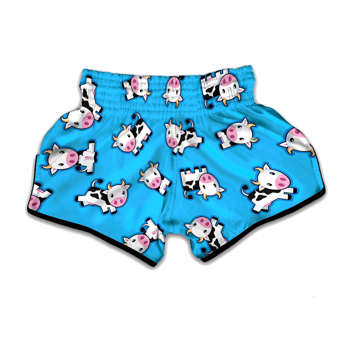 Cute Cartoon Baby Cow Pattern Print Muay Thai Boxing Shorts