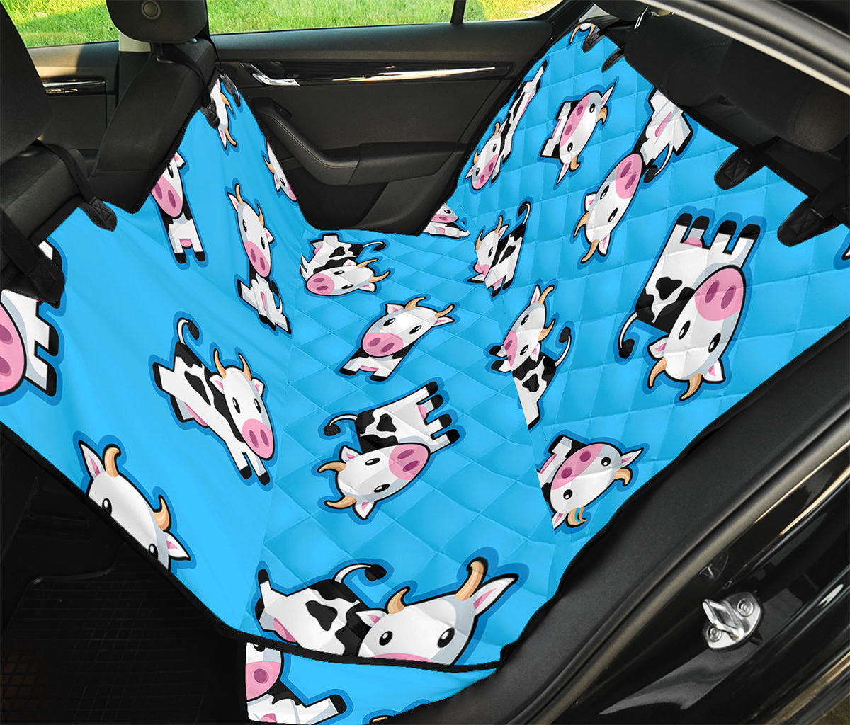 Cute Cartoon Baby Cow Pattern Print Pet Car Back Seat Cover