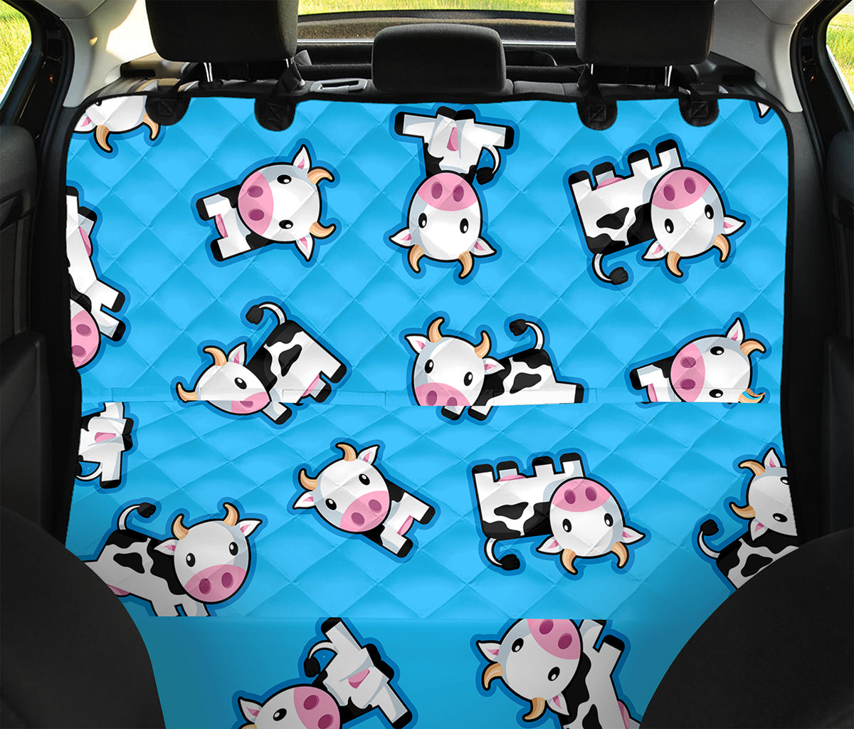 Cute Cartoon Baby Cow Pattern Print Pet Car Back Seat Cover