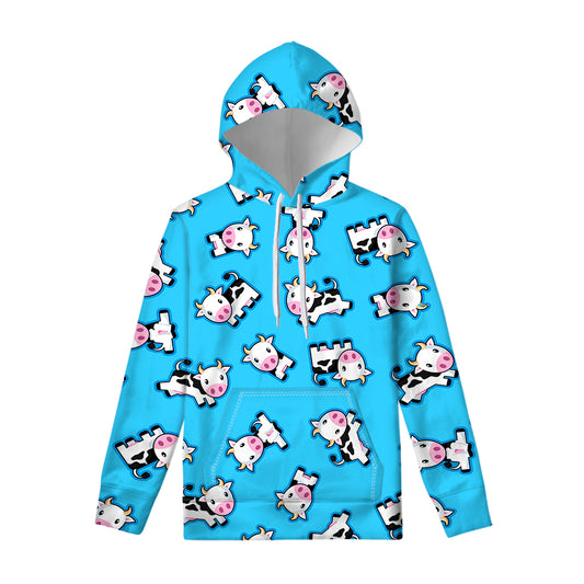 Cute Cartoon Baby Cow Pattern Print Pullover Hoodie