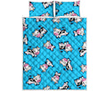 Cute Cartoon Baby Cow Pattern Print Quilt Bed Set