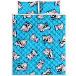 Cute Cartoon Baby Cow Pattern Print Quilt Bed Set