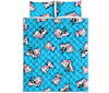 Cute Cartoon Baby Cow Pattern Print Quilt Bed Set