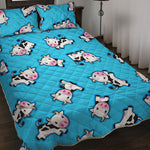 Cute Cartoon Baby Cow Pattern Print Quilt Bed Set