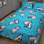 Cute Cartoon Baby Cow Pattern Print Quilt Bed Set