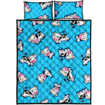 Cute Cartoon Baby Cow Pattern Print Quilt Bed Set