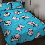 Cute Cartoon Baby Cow Pattern Print Quilt Bed Set
