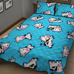 Cute Cartoon Baby Cow Pattern Print Quilt Bed Set