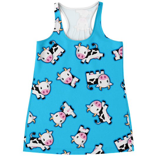 Cute Cartoon Baby Cow Pattern Print Women's Racerback Tank Top