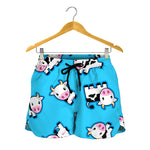 Cute Cartoon Baby Cow Pattern Print Women's Shorts
