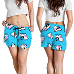 Cute Cartoon Baby Cow Pattern Print Women's Shorts