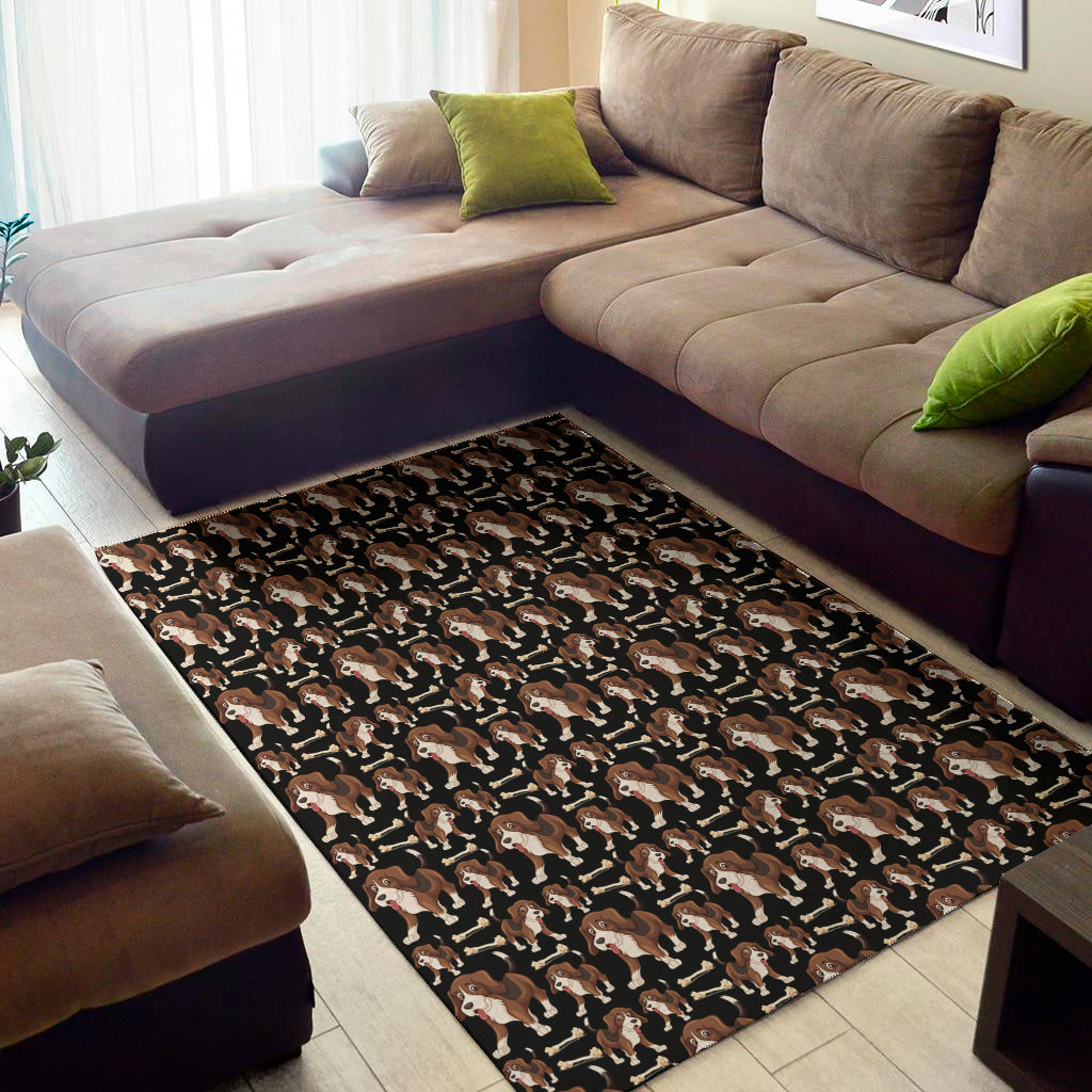 Cute Cartoon Beagle Pattern Print Area Rug