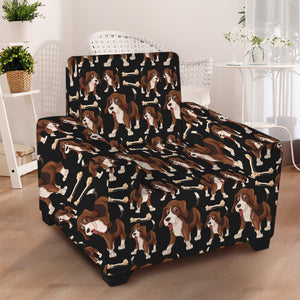 Cute Cartoon Beagle Pattern Print Armchair Slipcover