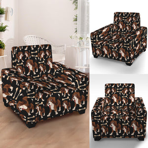 Cute Cartoon Beagle Pattern Print Armchair Slipcover