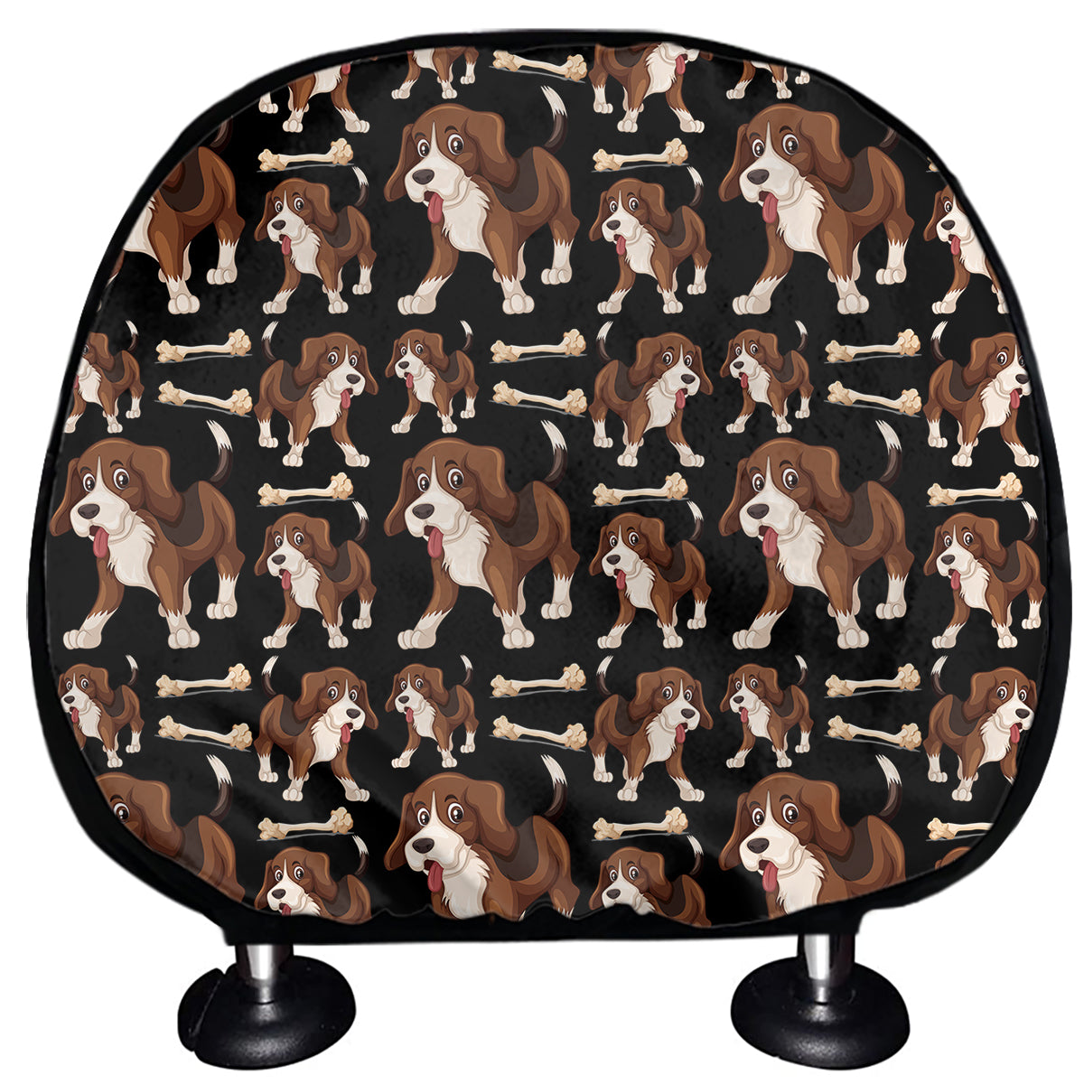 Cute Cartoon Beagle Pattern Print Car Headrest Covers