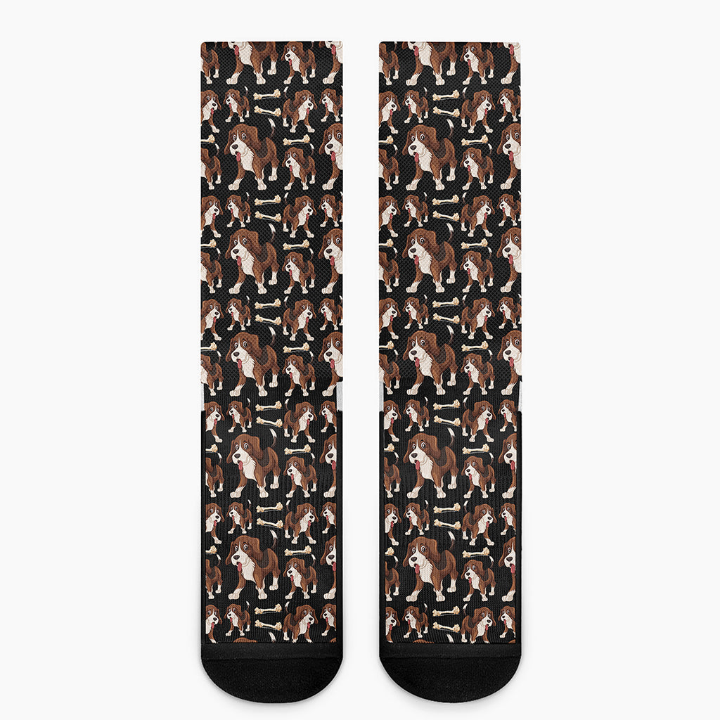 Cute Cartoon Beagle Pattern Print Crew Socks