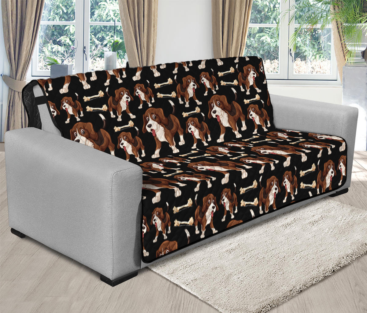 Cute Cartoon Beagle Pattern Print Futon Protector