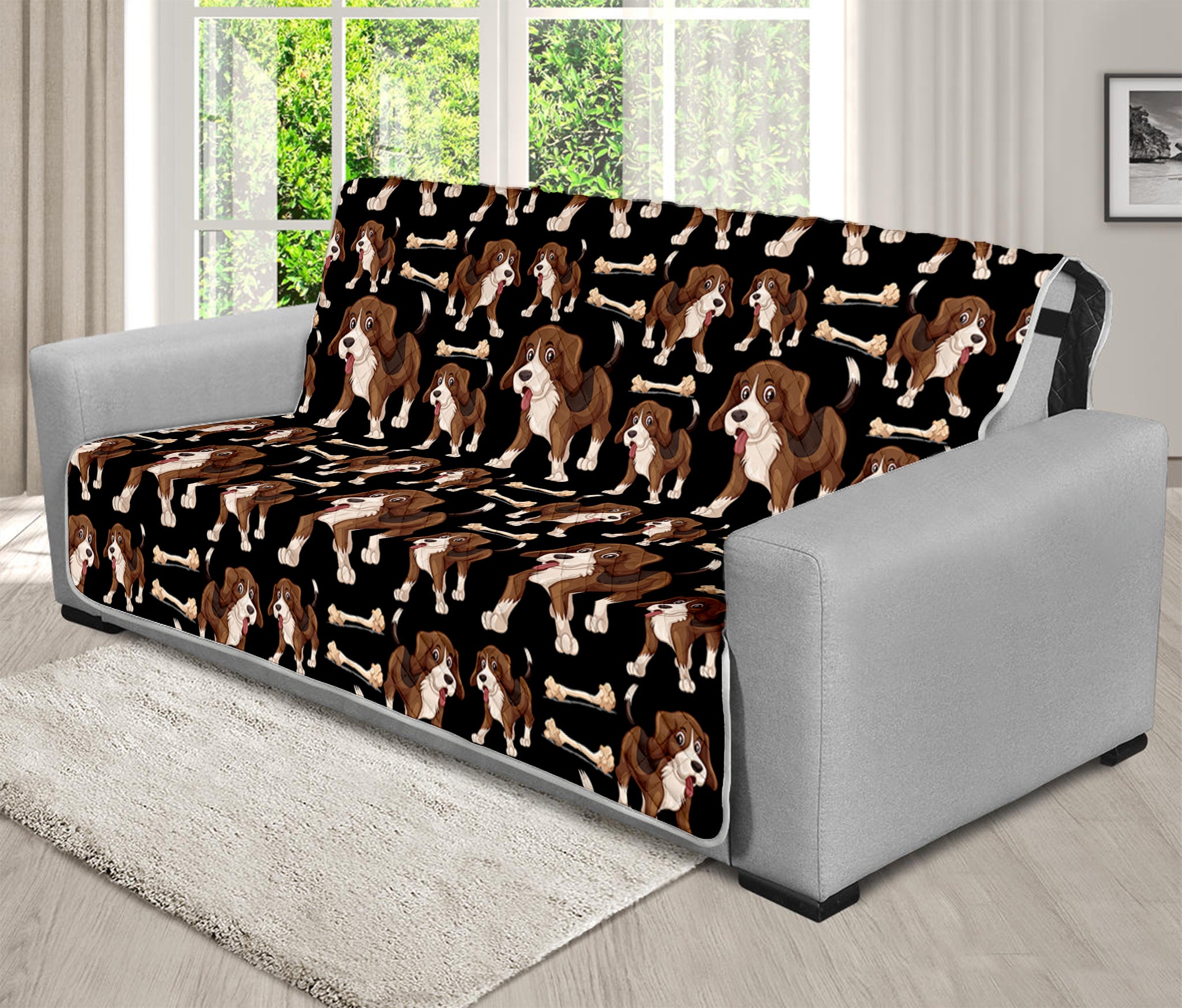 Cute Cartoon Beagle Pattern Print Futon Protector