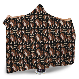 Cute Cartoon Beagle Pattern Print Hooded Blanket