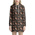 Cute Cartoon Beagle Pattern Print Hoodie Dress