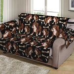 Cute Cartoon Beagle Pattern Print Loveseat Protector