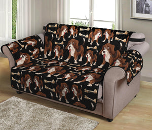 Cute Cartoon Beagle Pattern Print Loveseat Protector