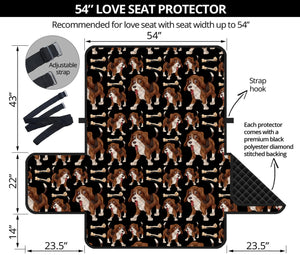 Cute Cartoon Beagle Pattern Print Loveseat Protector