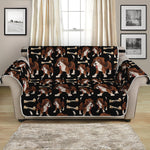 Cute Cartoon Beagle Pattern Print Loveseat Protector