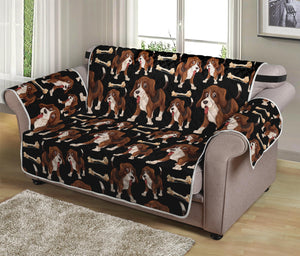 Cute Cartoon Beagle Pattern Print Loveseat Protector