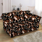 Cute Cartoon Beagle Pattern Print Loveseat Slipcover