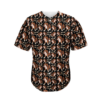 Cute Cartoon Beagle Pattern Print Men's Baseball Jersey
