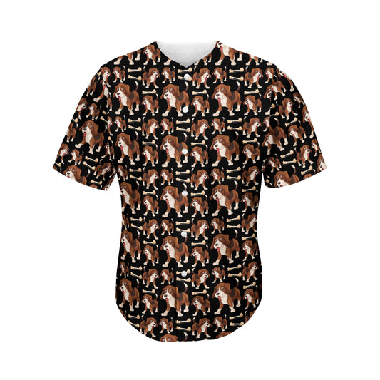 Cute Cartoon Beagle Pattern Print Men's Baseball Jersey