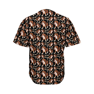 Cute Cartoon Beagle Pattern Print Men's Baseball Jersey