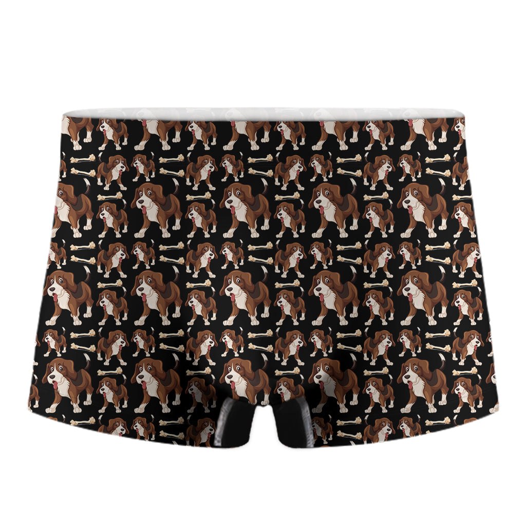 Cute Cartoon Beagle Pattern Print Men's Boxer Briefs