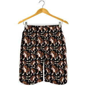 Cute Cartoon Beagle Pattern Print Men's Shorts