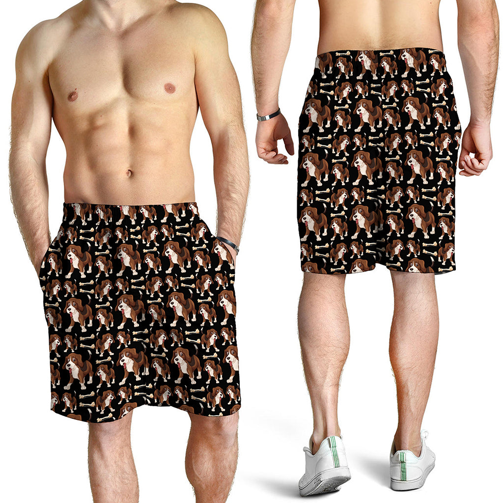 Cute Cartoon Beagle Pattern Print Men's Shorts