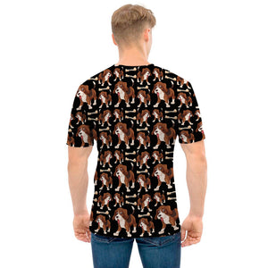 Cute Cartoon Beagle Pattern Print Men's T-Shirt
