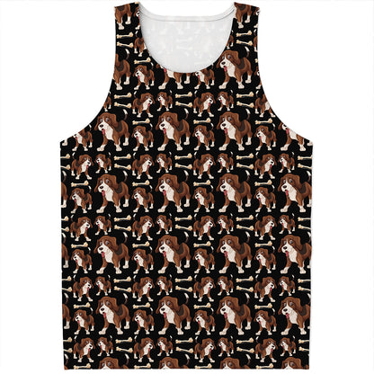 Cute Cartoon Beagle Pattern Print Men's Tank Top