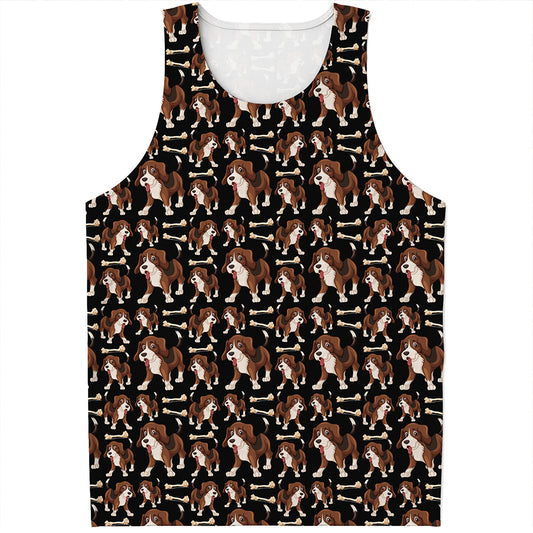 Cute Cartoon Beagle Pattern Print Men's Tank Top